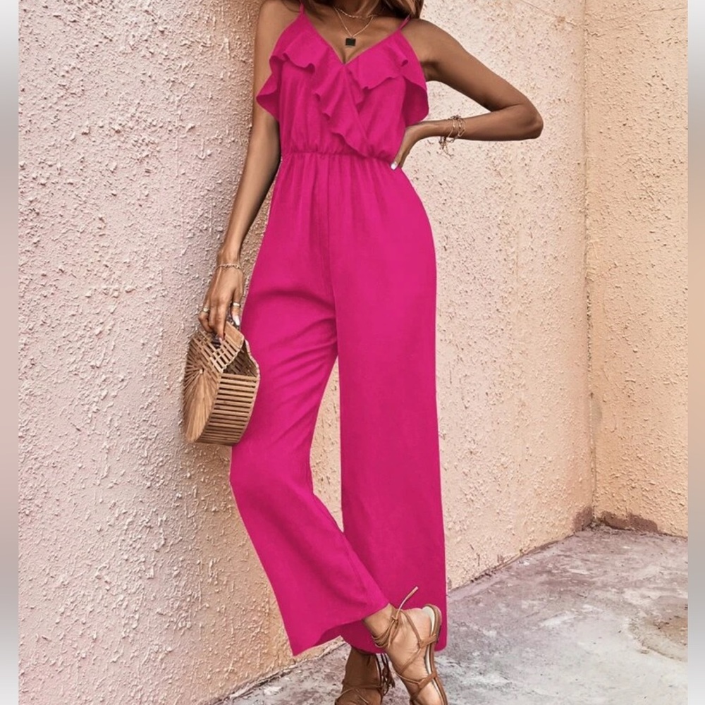 Ruffle Trim Cami Jumpsuit